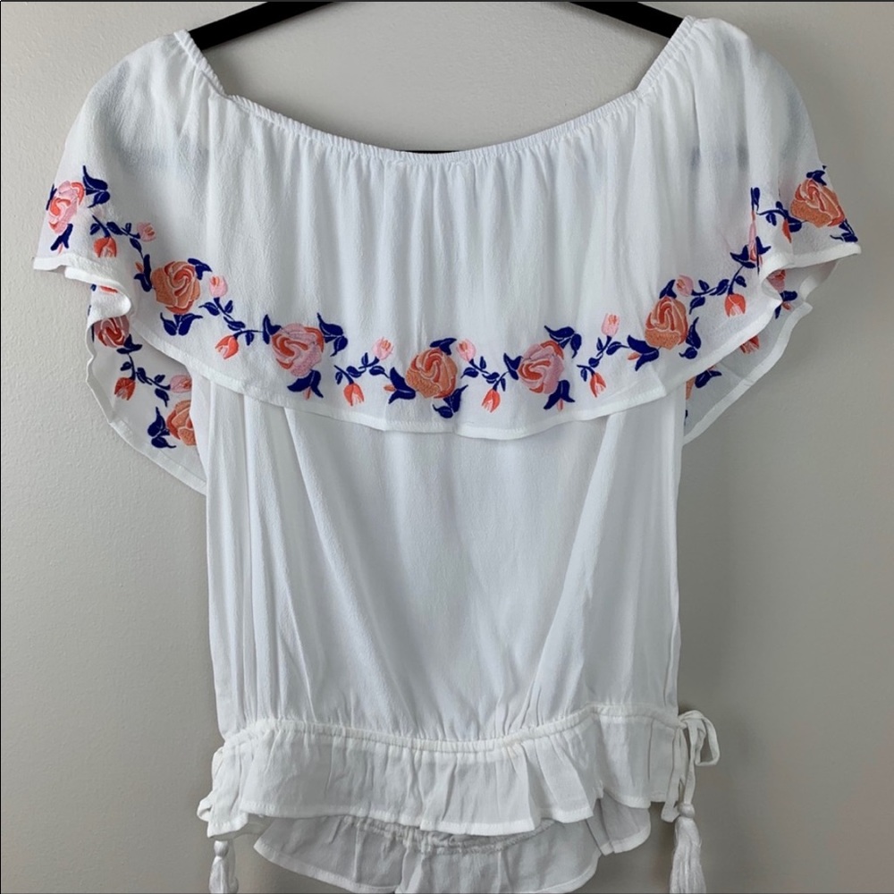 🔥HONEY BELLE🔥OFF THE SHOULDER BLOUSE BOHO TOP MEDIUM NWT - Picture 4 of 6